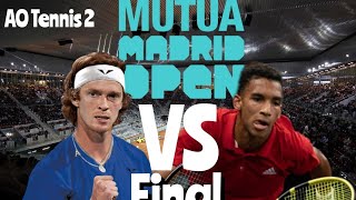 A Rublev vs F AugerAliassime Madrid 24 Final  AO Tennis 2 Gameplay aotennis2 AO2 [upl. by Anahcra]