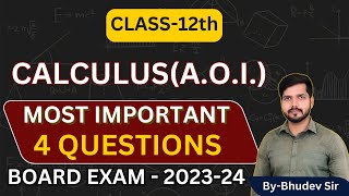 Class 12 MathsMost Important Questions of CalculusAOIBy – BhudevSir [upl. by Initof]