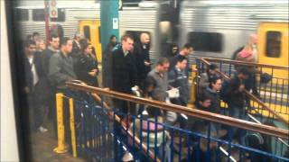 CityRail Busy morning peak at Wynyard Station as viewed from onboard OSCAR H set upper deck [upl. by Nylirehc]