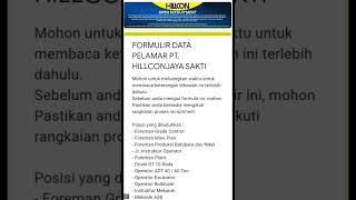 LOKER PT HILLCONJAYA SAKTI 2022 lokertambang lokerhariini lokerharian tambang loker2022 [upl. by Liggitt]