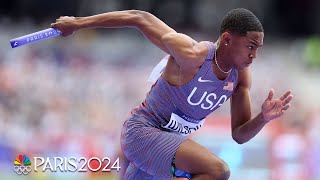 Quincy Wilson makes debut mens 4x400m team come back to reach final  Paris Olympics  NBC Sports [upl. by Revell]