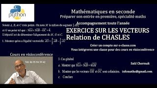 MATHÉMATIQUES EN SECONDE EXERCICE SUR LES VECTEURS [upl. by Trista]