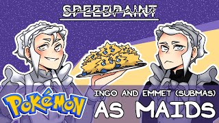 Ingo and Emmet as Maids Pokémon Submas  Speedpaint [upl. by Aihsal]