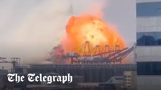 Moment cargo ship explodes at Chinas key port [upl. by Roydd]