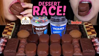 ASMR LEFTOVER DESSERT RACE MampMS amp OREO DESSERT CUPS TICO ICE CREAM MINI KINDER EGGS FERRERO 먹방 [upl. by Dermot]