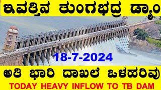 1872024 ಅತಿ ಬಾರಿ ದಾಖಲೆ ಒಳ ಹರಿವು ತುಂಗಭದ್ರ ಡ್ಯಾಮ್ kannada TB Dam Water level ‎‎BealertJob TBDam [upl. by Sotos993]