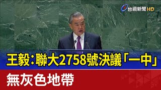 王毅：聯大2758號決議「一中」 無灰色地帶 [upl. by Goddart]