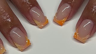 Short Color Change 3d Airbrush French Fill Acrylic Nail [upl. by Devy122]