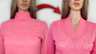 ⚡✅SEWING TRICK How to Easily Alter a Tight Neckline into a VNeck [upl. by Ogata]