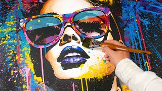 Fused Pop Art and Street Art Painting 🎨 Create a Stylish Acrylic Piece  Glamour In Chaos [upl. by Rannug527]