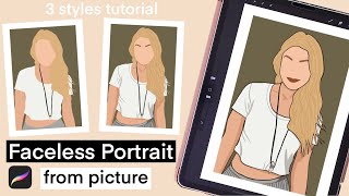 How To Draw Faceless Portrait with Procreate Tutorial  Digital Illustration Portrait from Photo [upl. by Acirfa]