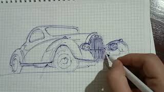 Quick Vintage car drawing [upl. by Jorgan]