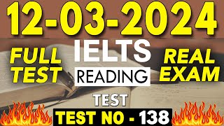 IELTS Reading Test 2024 with Answers  12032024  TEST NO  138 [upl. by Ydnolem353]