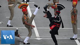 Guards at IndiaPakistan Border Perform Independence Day Ceremony [upl. by Annabela]