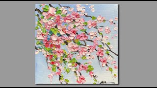 Acrylic Painting Cherry Blossoms Palette Knife Techniques [upl. by Aliuqehs366]