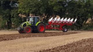 Gregoire Besson SP 7 Furrow Semi Mounted Plough amp Claas Axion 840 Cebis [upl. by Rozanne]