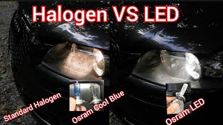 Leuchtmittel Vergleich H7 Halogen VS Osram Cool Blue VS Osram LED  Glühbirnen Lampen [upl. by Mathia]