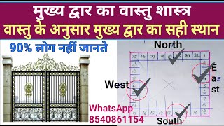 वास्तु के अनुसार मुख्य द्वार कहां होना चाहिए  main gate vastu  vastu for main Door  16 जोन वास्तु [upl. by Lydell62]