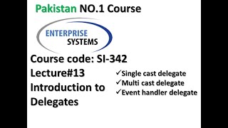 Lecture 13 introduction to delegates with types  Enterprise System  innovateITzoneofficial [upl. by Oderfodog508]