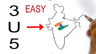 3U5 turns into India Map Drawing  Easy India Map drawing  Independence day drawing [upl. by Elbertine]