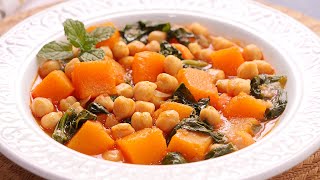 Potaje de Garbanzos con Calabaza y Espinacas muy fácil y súper delicioso [upl. by Nnaaras]