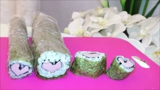 ★recipe「heart sushi roll eaten during setsubun」★「ハートの恵方巻きを作って食べたよ」２０１５年節分★ [upl. by Hanyaz479]