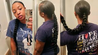 HOW TO SIMPLE SLEEK BRAIDED PONYTAIL W little or no heat [upl. by Jasisa]