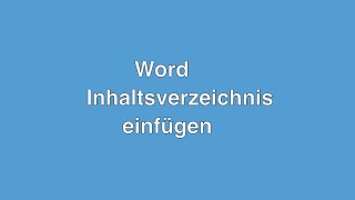 Word Inhaltsverzeichnis einfügen [upl. by Tedra]