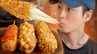 ASMR MUKBANG  KOREAN MOZZARELLA CORN DOGS  COOKING amp EATING SOUNDS [upl. by Enileme]