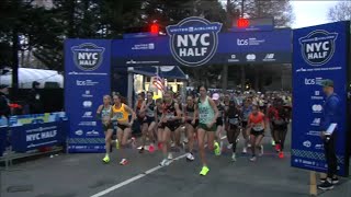 Runners make their mark at 2024 NYC Half Marathon [upl. by Trometer229]