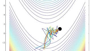 Particle Swarm Optimization PSO solving the Rosenbrock banana function [upl. by Aivital]