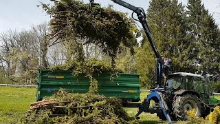 Astmaterial aufladen mit Forstkran Deutz Fahr Agroplus und Oehler Kipper [upl. by Ttoille]