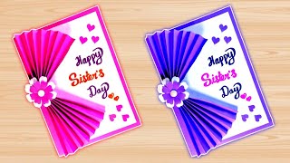 easy Sisters Day Card Making  how to make sisters day card  handmade sister day greeting card [upl. by Anerroc485]