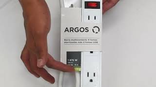 Multicontacto Electrico ARGOS 2 entradas Usb 4 Contactos 127v AKLOR [upl. by Enirolf]