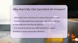 Why Wont My HSA Card Work On Amazon  InsuranceGuide360com [upl. by Aubrey]