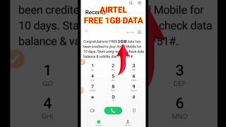 How to get 1GB free data on Airtel  Airtel free data  Airtel free net Airtel free data codeshort [upl. by Sallyann]