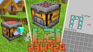 Minecraft 121 Snapshot 23w42a Co Nowego AUTO CRAFTING REWOLUCYJNY CRAFTER [upl. by Devona]