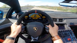 POV 308kmh in a straight pipe Lamborghini Aventador SV Roadster on the Autobahn [upl. by Liamsi685]