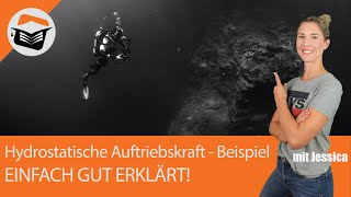 Hydrostatische Auftriebskraft  berechnen  Beispiel  Einfach erklärt  Hydrostatik mit Jessica [upl. by Bollay]