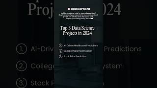 Top 3 Data Science Projects in 2024 👨‍💻 shorts datascience [upl. by Alaecim]