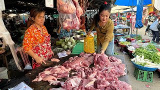 Market show My village market I buy pork for my recipe  Countryside life TV [upl. by Otokam722]