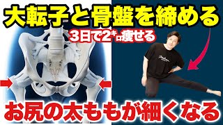 【足痩せ・お尻痩せ】骨盤を絞めて大転子を引っ込める！下半身だけで３日で2㌔痩せる！ [upl. by Ardua641]