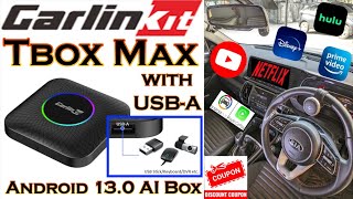 TBox Max WITH USB  Carlinkit  Internet AI Box  Wireless Adapter for CarPlay and Android Auto [upl. by Tollmann]