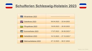 Schulferien Schleswig Holstein 2023 [upl. by Eillime]