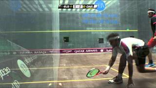 Squash  Qatar Classic 2013  SemiFinal Roundup Elshorbagy v Darwish [upl. by Nada141]