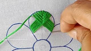 Flower Embroidery 🌺🌿quotElegant Fishbone Stitch Floral Magic StepbyStep Needlework Tutorialquot🌺🌸 [upl. by Japeth]