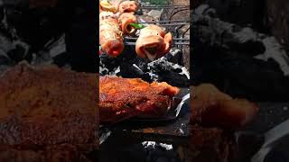 I Cooked Steak on a Rock  Outdoor Cooking outdoorcooking shorts [upl. by Ysak]