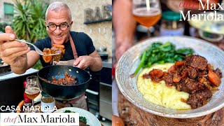 SPEZZATINO di CARNE di BISONTE con PURÈ di PATATE e spinaci saltati  Ricetta Chef Max Mariola [upl. by Sirrep]