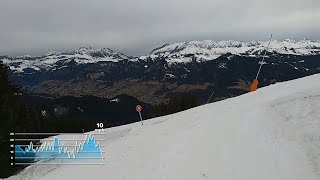 GoPro HD POV Skiing RED RAVERETTE  MEGEVE ski resort  Feb 2024 [upl. by Adnilab690]