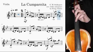 La Cumparsita Violin and Piano Accompaniment Practice Video 2 speeds Play Along [upl. by Yenffit]